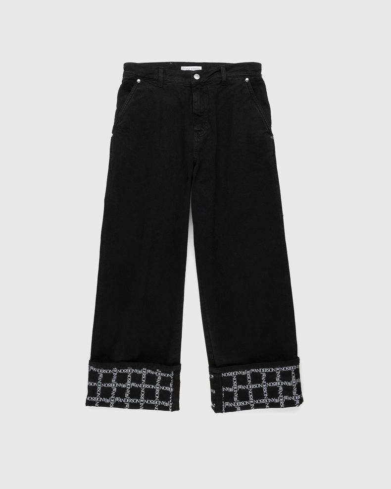 J.W. Anderson – Logo Grid Cuff Wide Leg Jeans Black