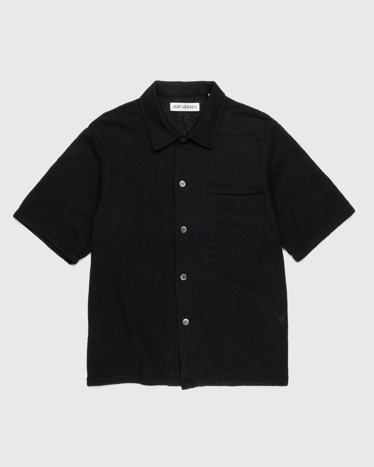 Our Legacy – Box Short Sleeve Shirt Black Boucle - Image 1