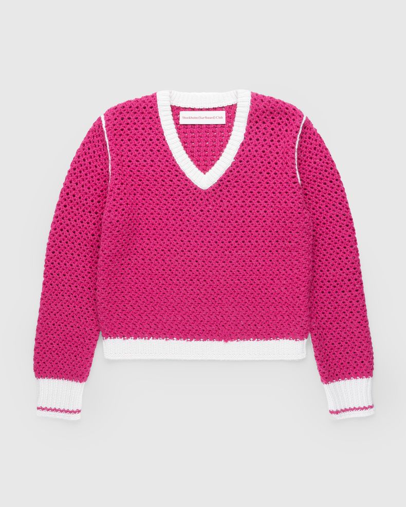 Knitted V-Neck Sweater Flou Pink