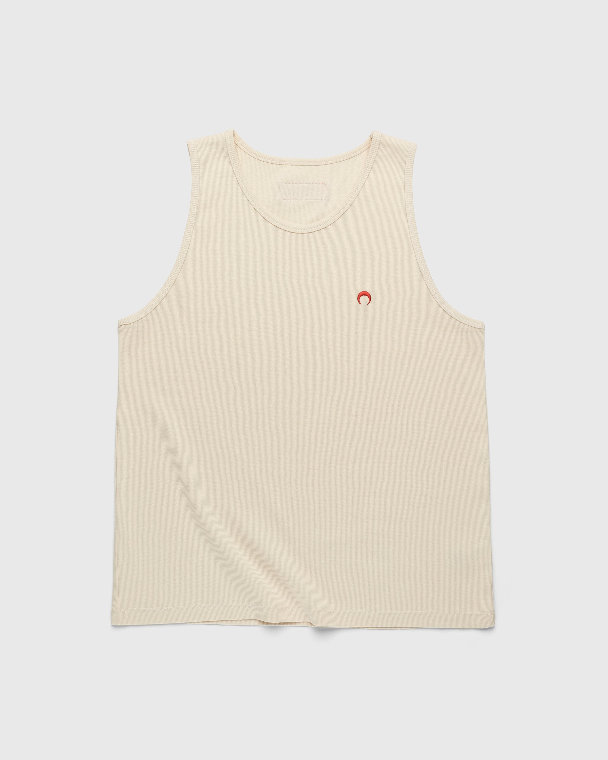 Marine Serre – Organic Cotton Ribbed Tank Top Beige - Men Tops - Beige - Image 1