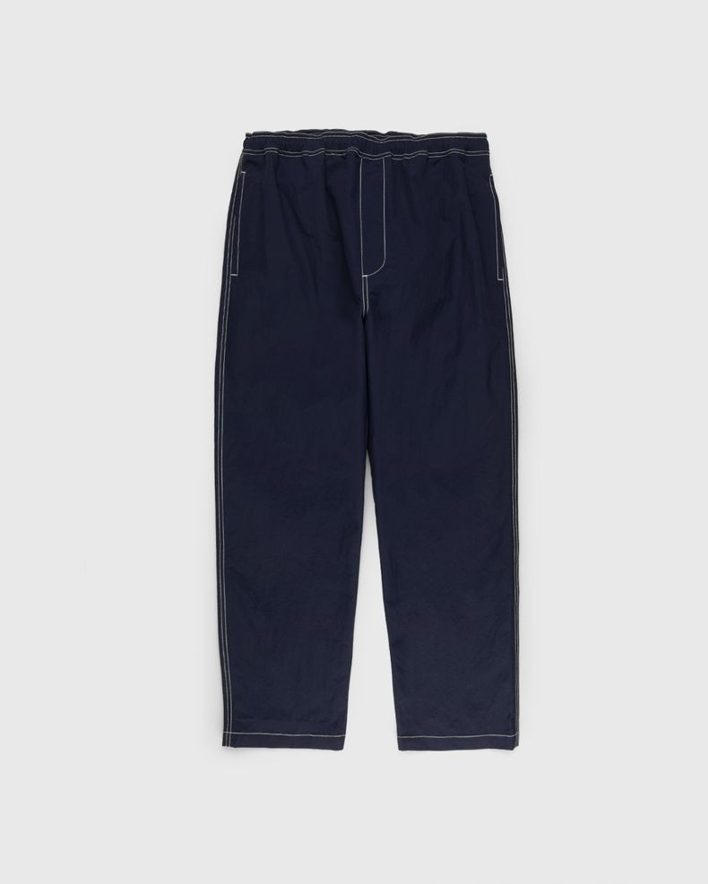 Contrast Brushed Nylon Elastic Pants Navy