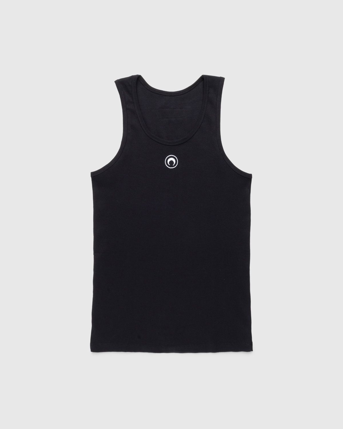 Marine Serre – Organic Cotton Rib Tank Top Black - Men Tops - Black - Image 1