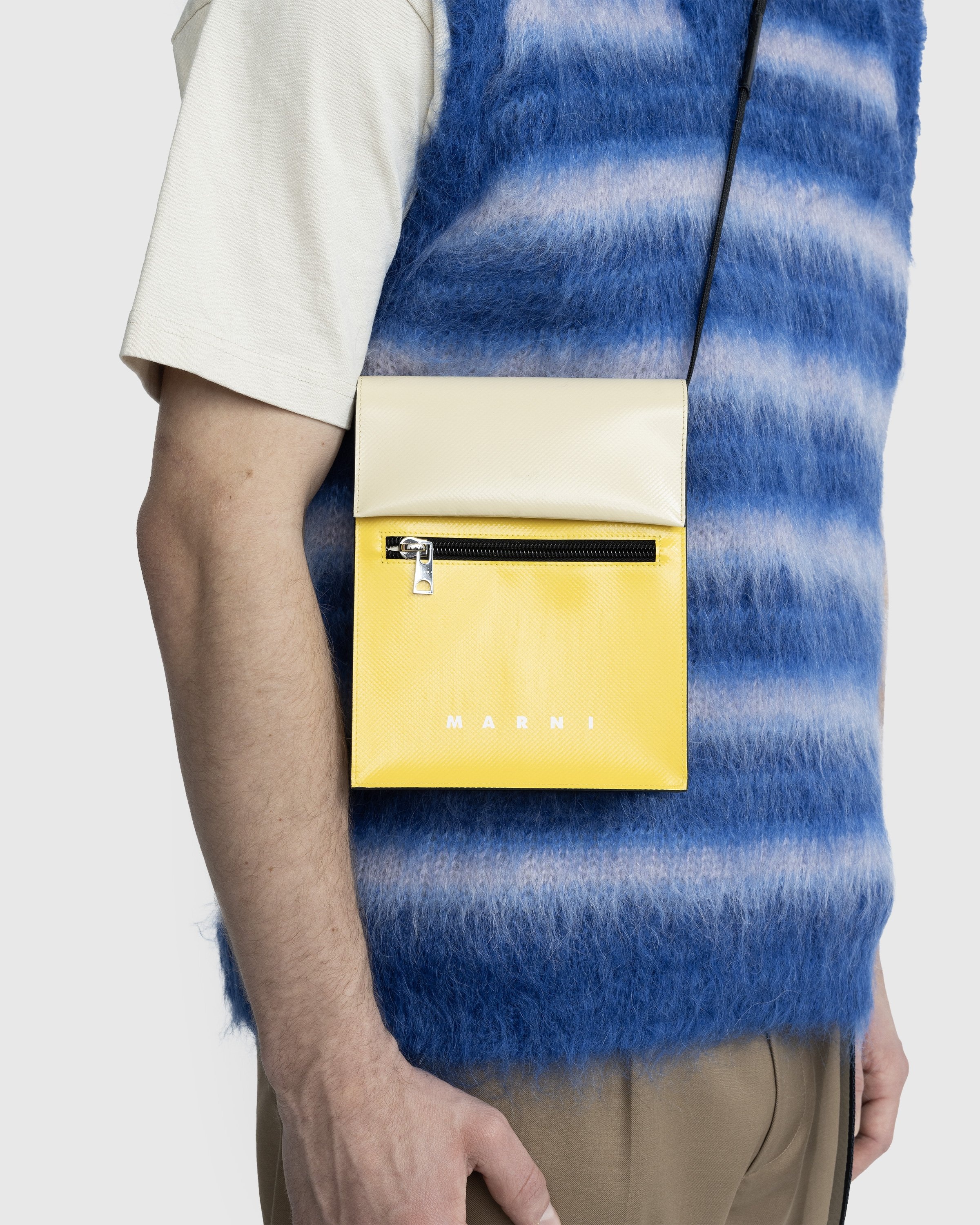 Yellow multicolour MARNI MARKET MINI SHOULDER STRIPE bag