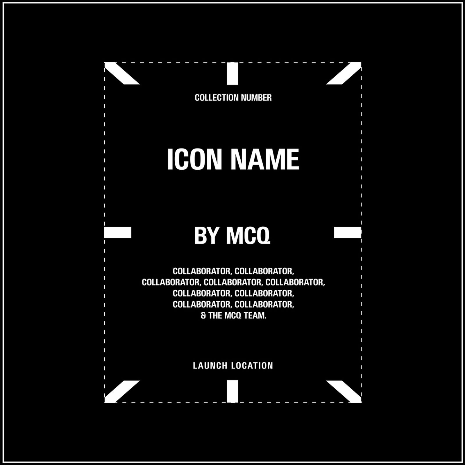 A sample garment tag that's attached to each MCQ item.