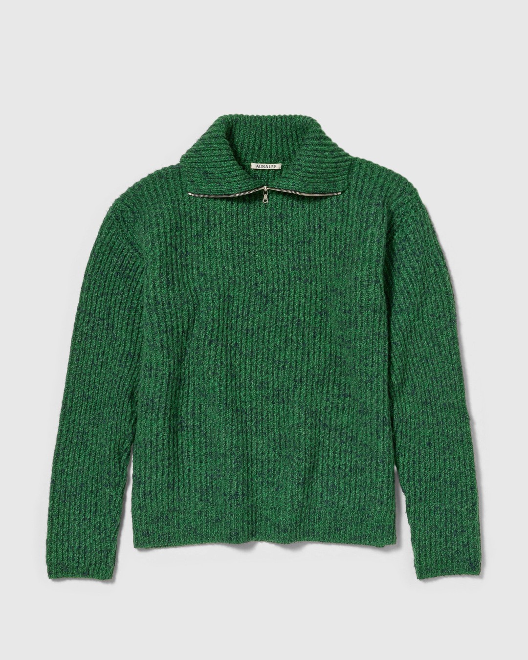 Auralee – Wool Baby Alpaca Mix Rib Knit Zip Turtle