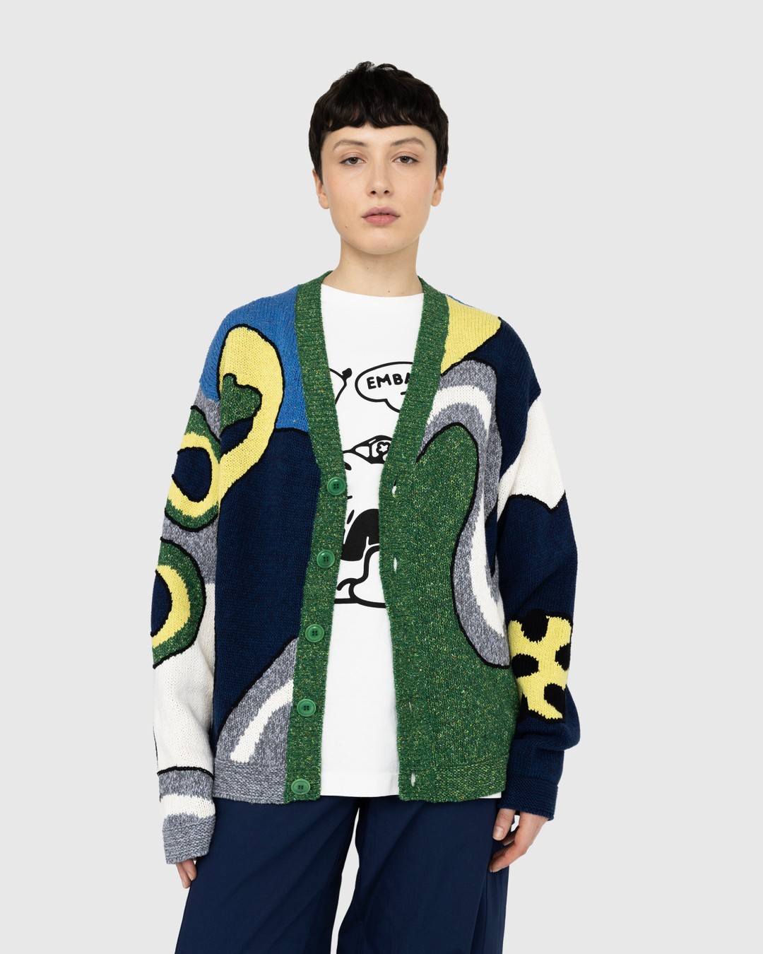 Kenzo – Wavy Stripe Wool Cardigan Midnight Blue - Knitwear - Blue - Image 5