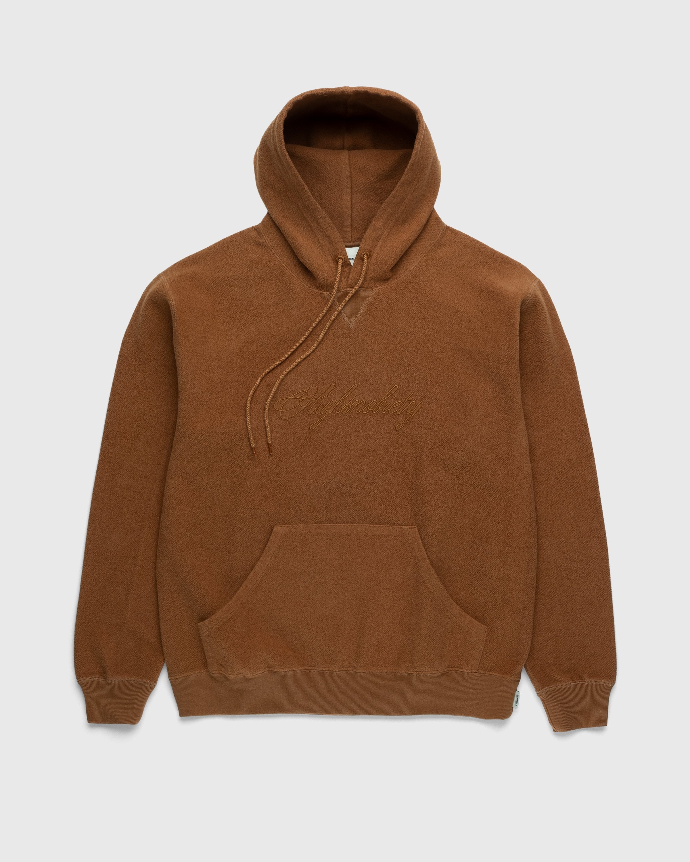 Highsnobiety – Script Logo Reverse Fleece Hoodie Brown - Sweats - Brown - Image 1
