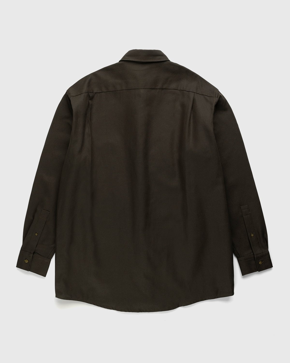 Acne Studios – Linen Blend Button-Up Shirt Dark Olive - Longsleeve Shirts - Green - Image 2