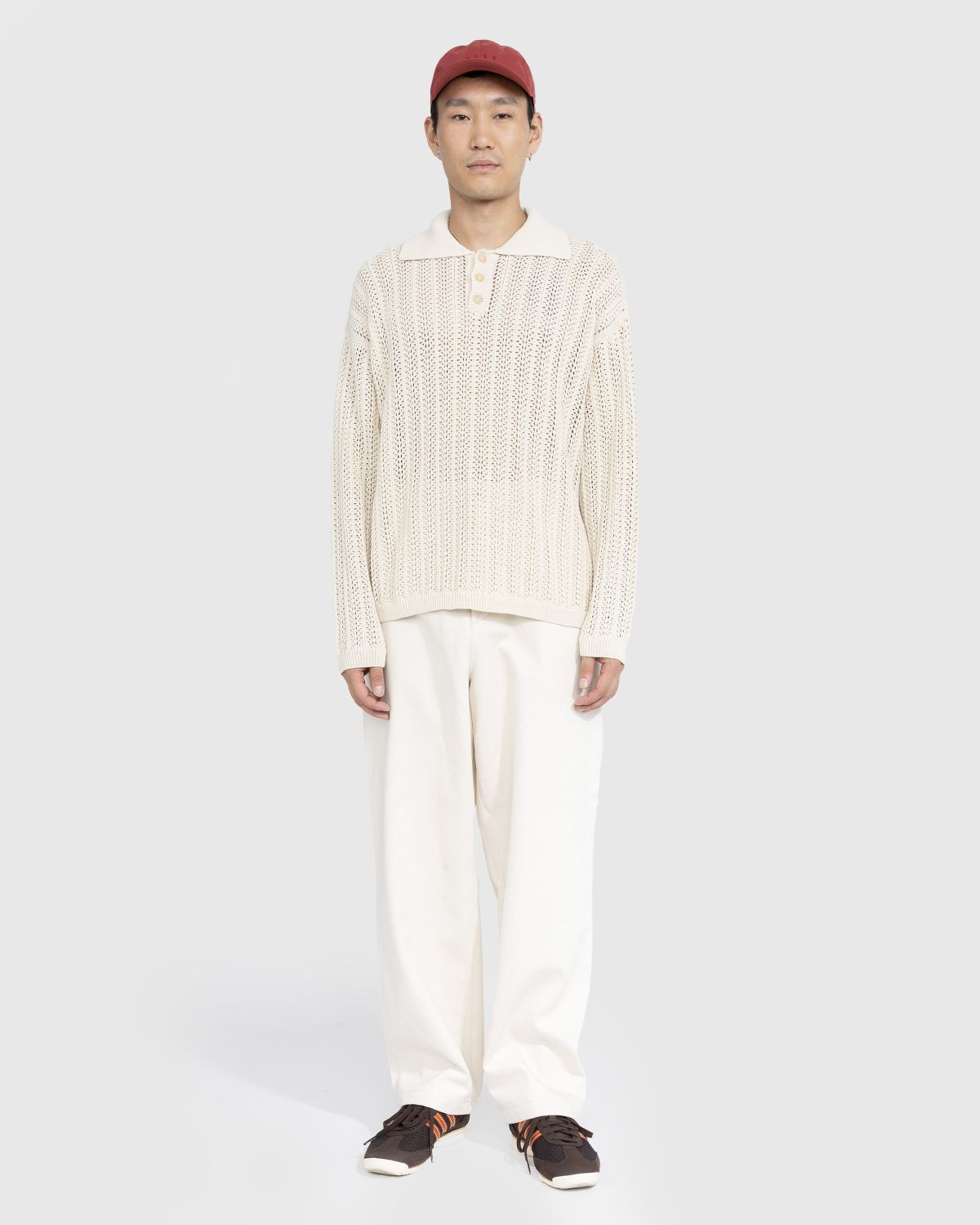 Bode – Pointelle Polo Longsleeve Cream - Shirts - Beige - Image 2