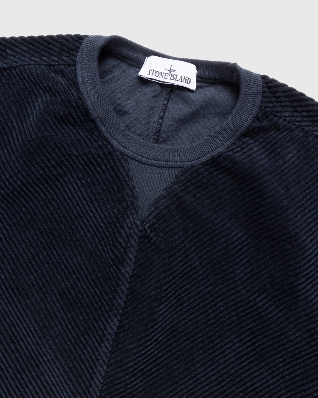 Stone Island – Corduroy Crewneck Navy Blue - Sweats - Blue - Image 3
