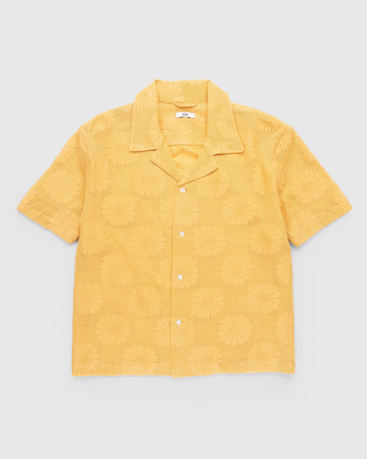 Bode – Sunflower Lace Shortsleeve Shirt Yellow  - Shirts - Yellow - Image 1