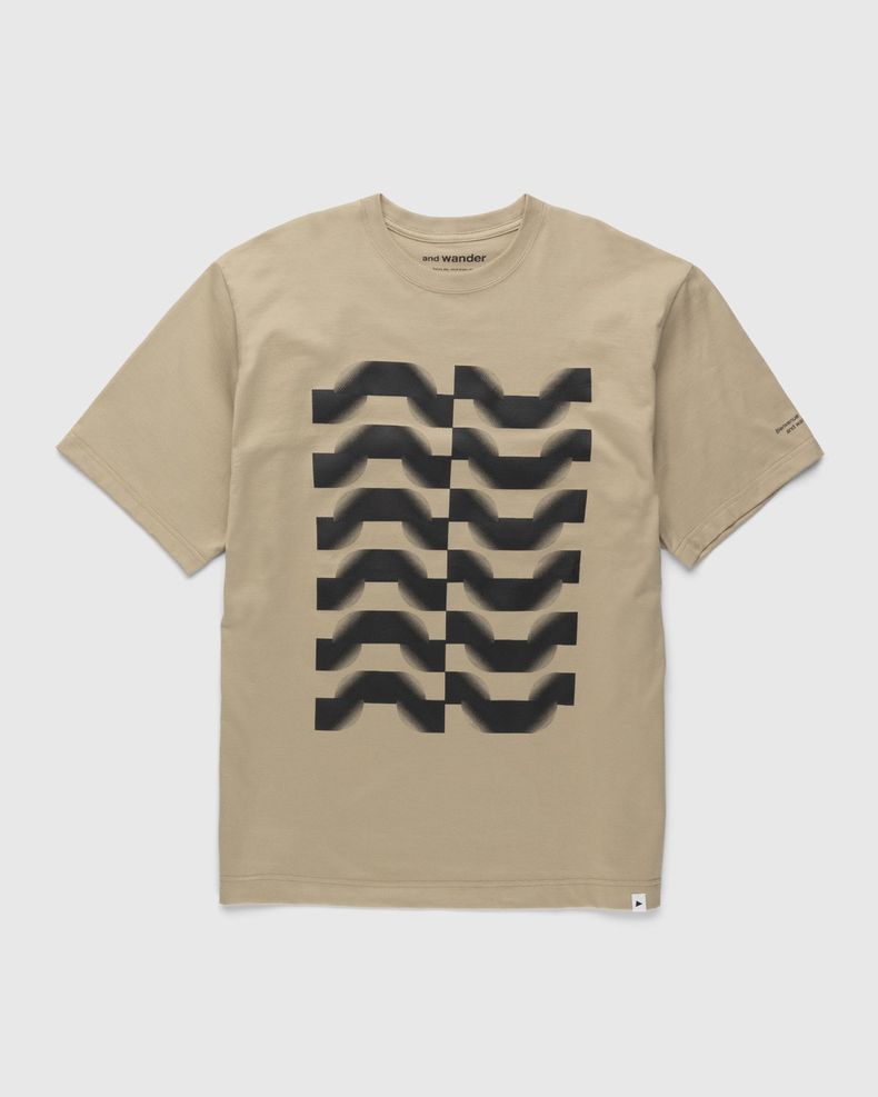 And Wander – Up Down Graphic LS Tee Beige