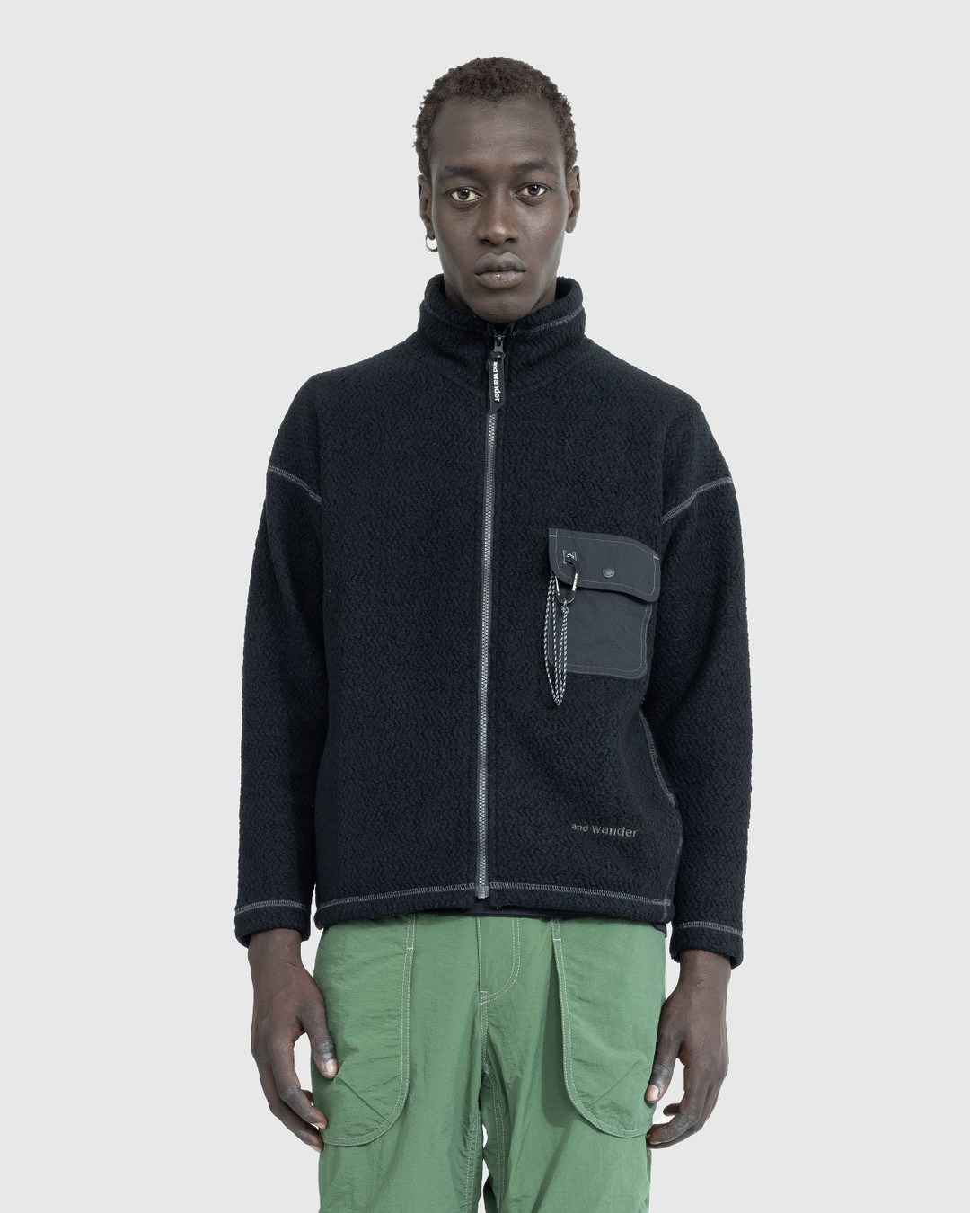 And Wander – Wool JQ Stand Zip Jacket Black | Highsnobiety Shop