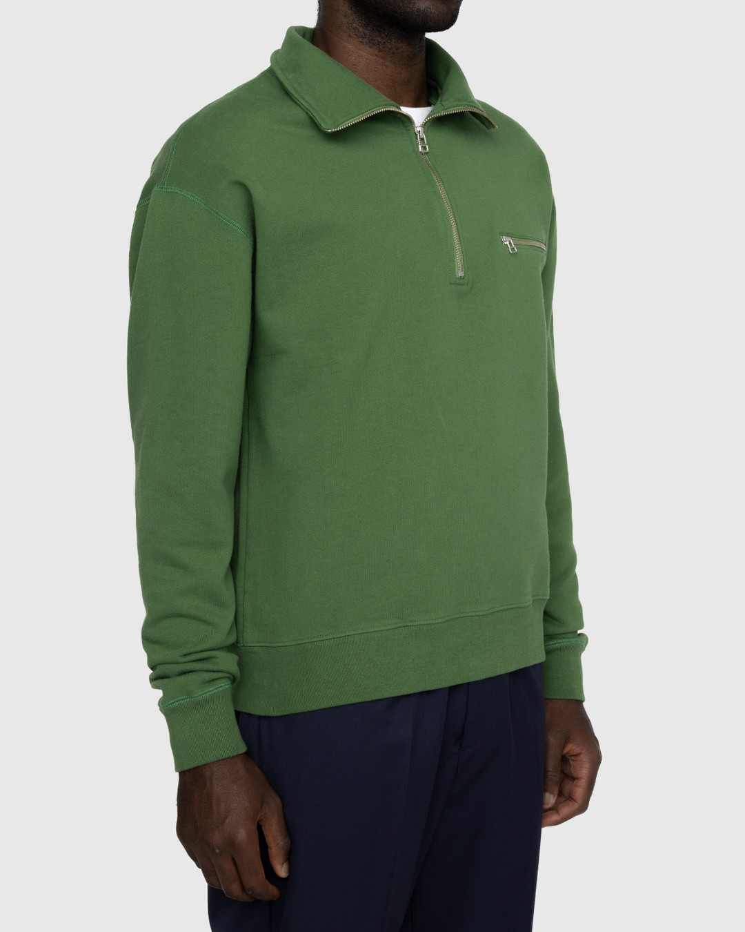 Highsnobiety – Classic Quarter Zip Fleece Olive - Sweatshirts - Green - Image 4