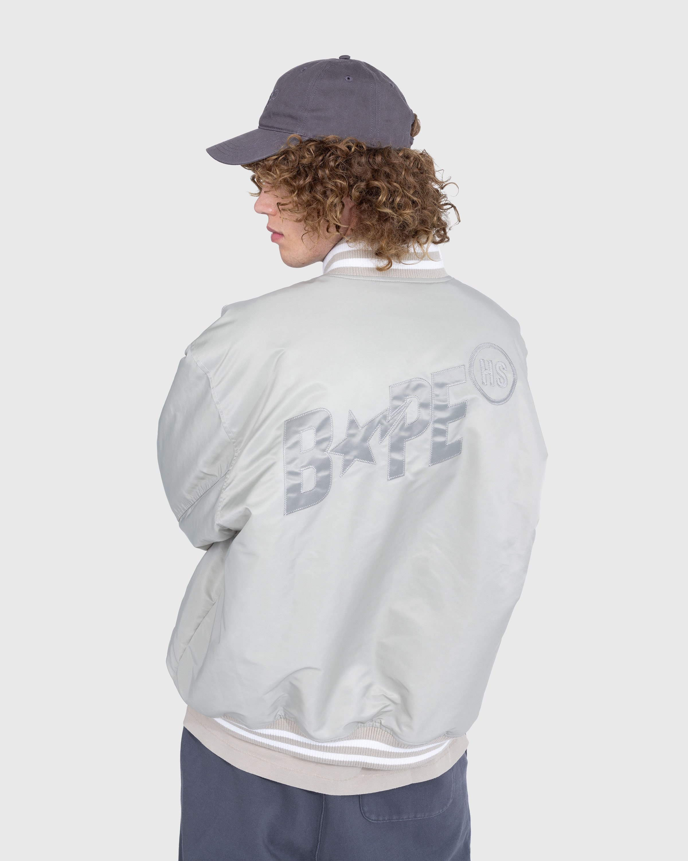 BAPE x Highsnobiety – Varsity Jacket Ivory - Outerwear - Grey - Image 3