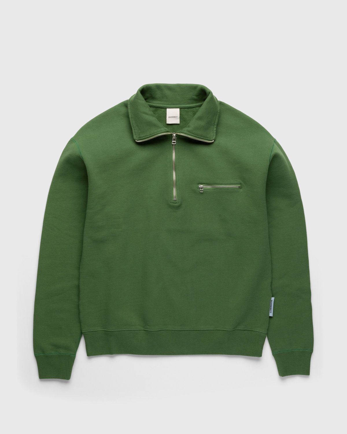 Highsnobiety – Classic Quarter Zip Fleece Olive - Sweatshirts - Green - Image 1