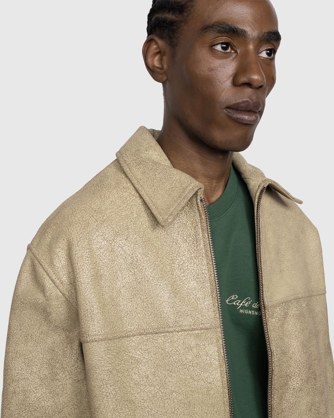 Guess USA – Crackle Leather Jacket Beige | Highsnobiety Shop