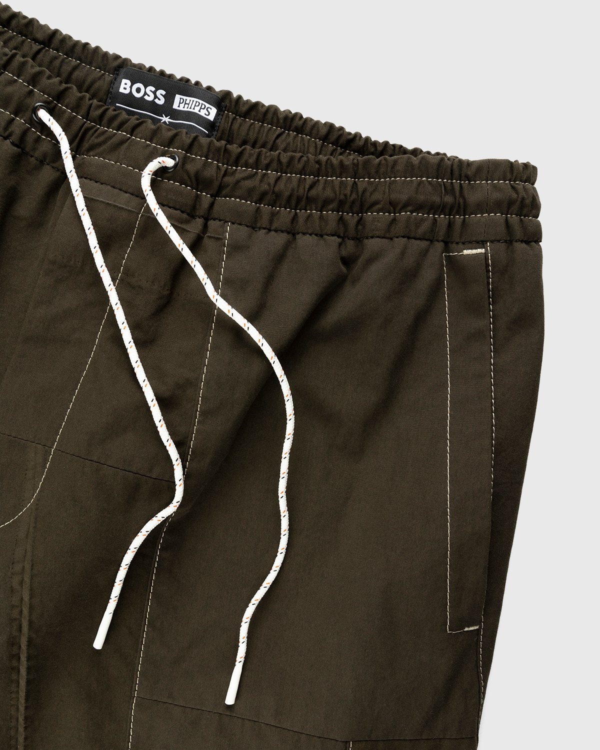 BOSS x Phipps – Cotton Shorts With Buttoned Hem Dark Green - Shorts - Green - Image 5
