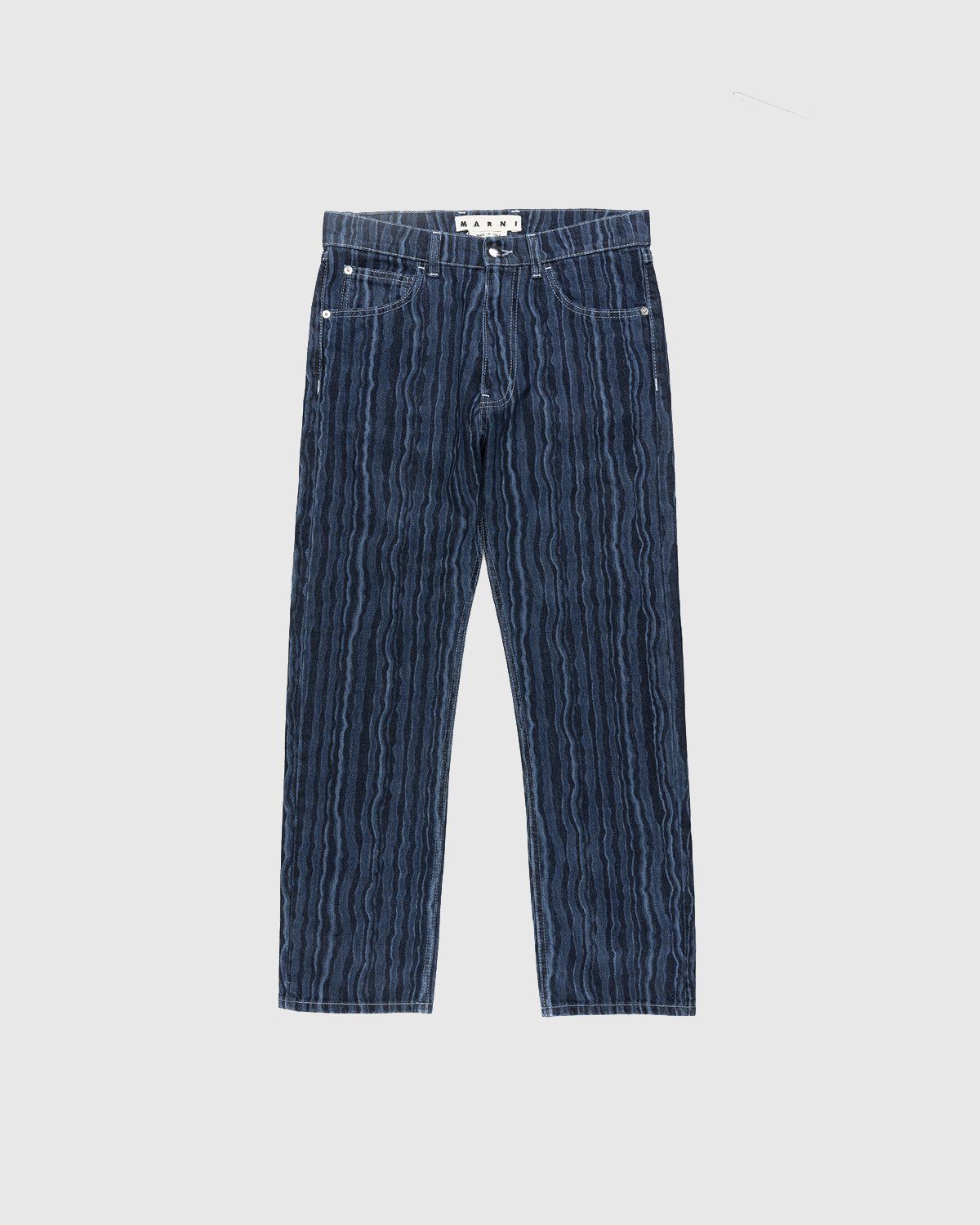 Marni – Abstract Print Wide Leg Jeans Blue - Pants - Blue - Image 1