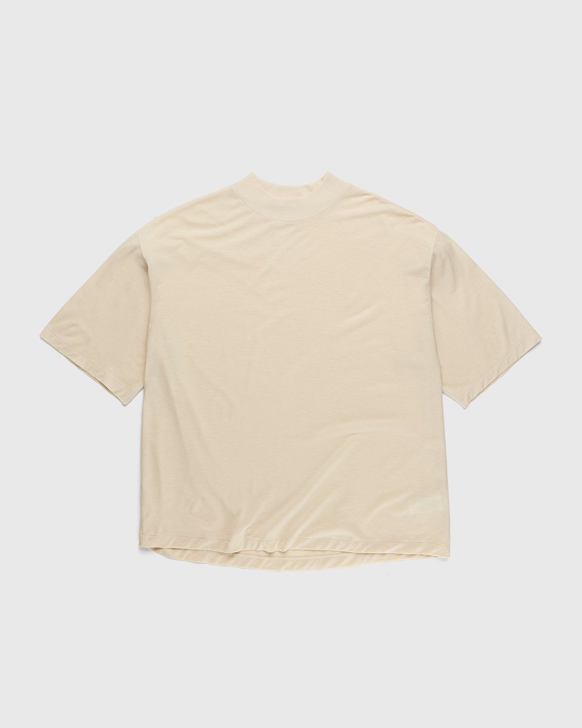Auralee – Super Soft Wool Jersey Mock Neck T-Shirt Ivory - T-shirts - Beige - Image 1