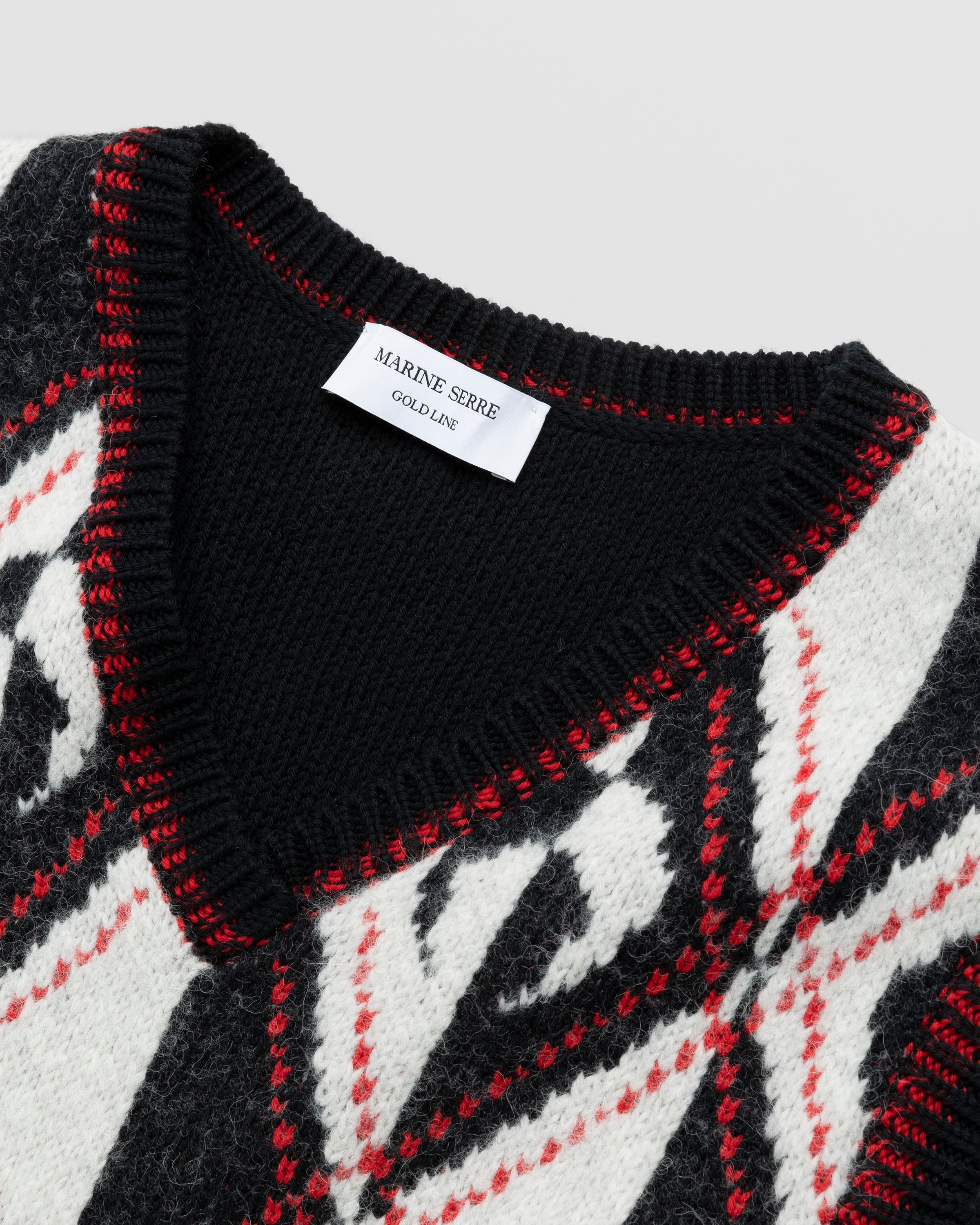 Marine Serre – Harlequeen Pullover V-Neck Black - Knitwear - Black - Image 6
