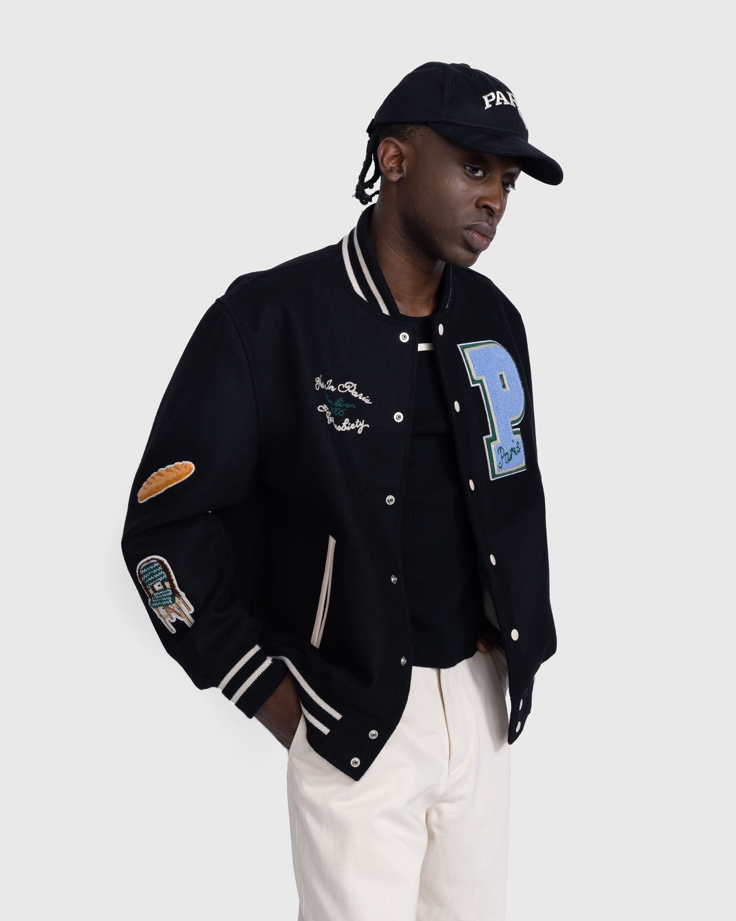 Highsnobiety – Not in Paris 5 Varsity Jacket - Outerwear - Black - Image 3