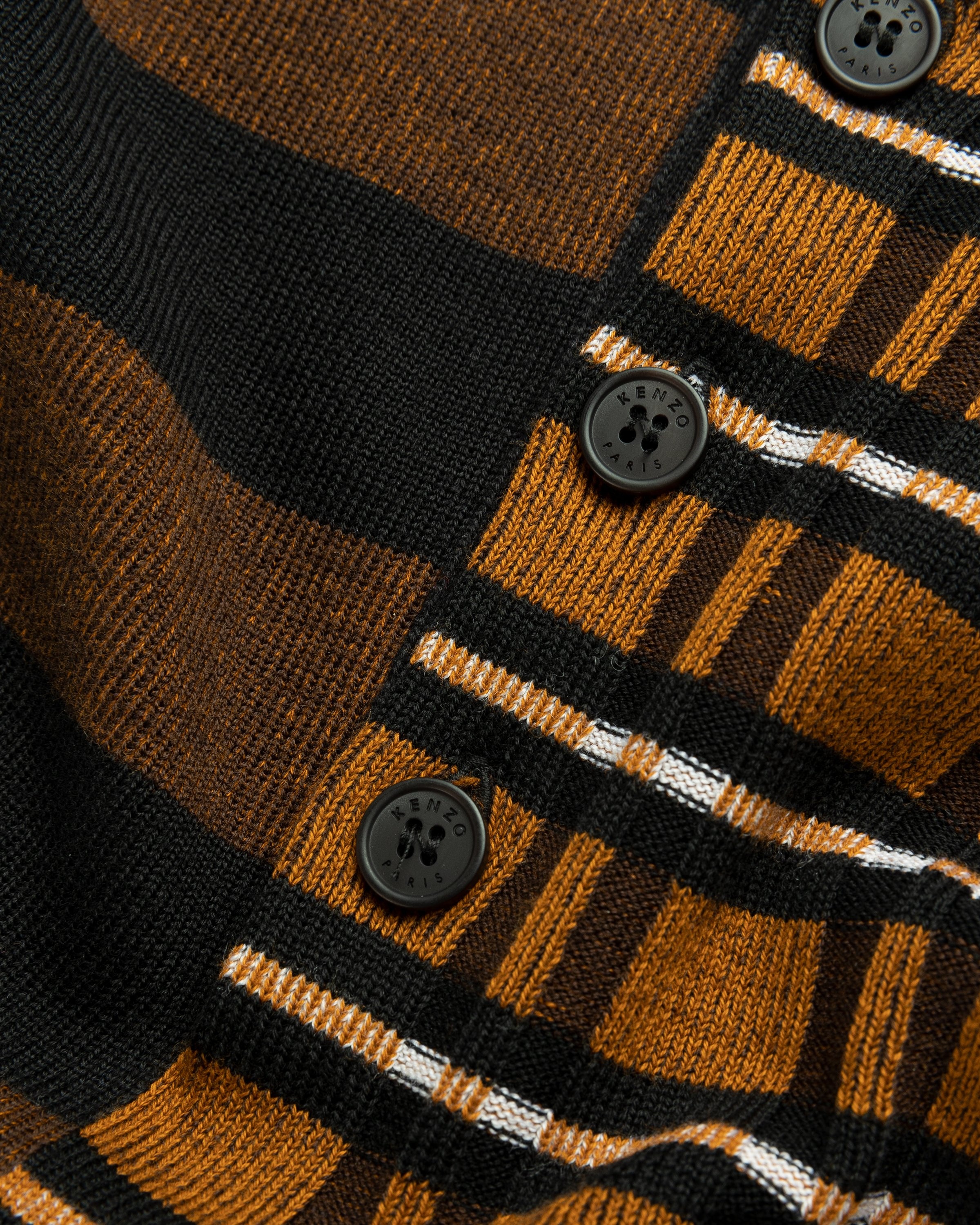 Kenzo – Striped Merino Wool Polo Dark Camel - Polos - Brown - Image 5