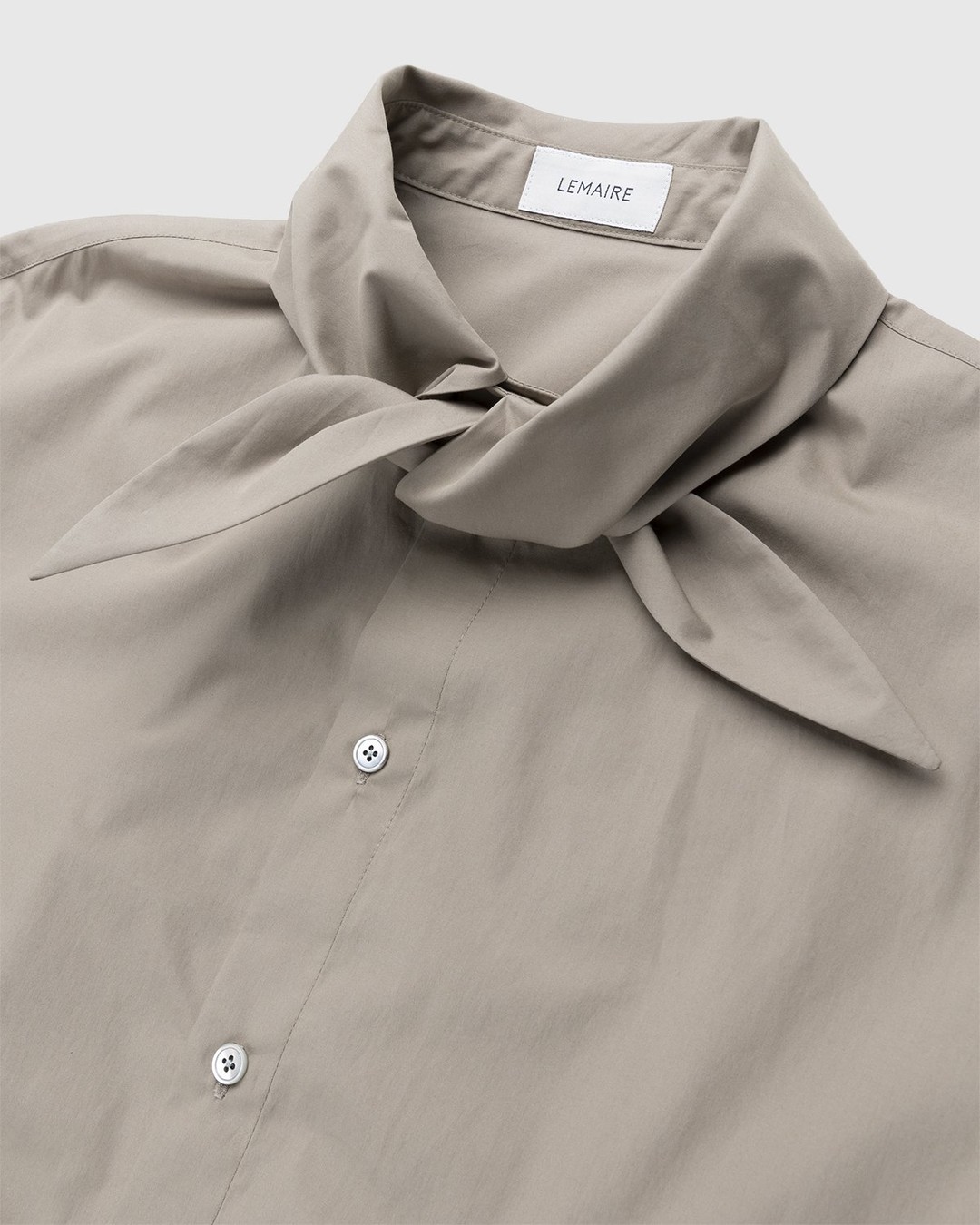 Lemaire – Tie Neck Shirt Greige - Longsleeve Shirts - Beige - Image 4