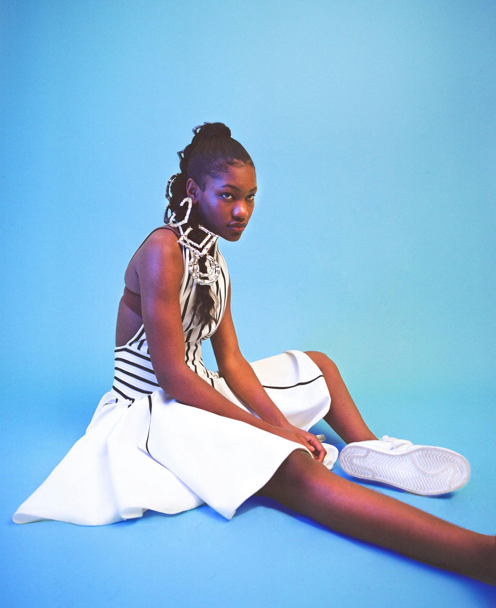 Dress BOTTEGA VENETA Necklace CARTIER Shoes ADIDAS