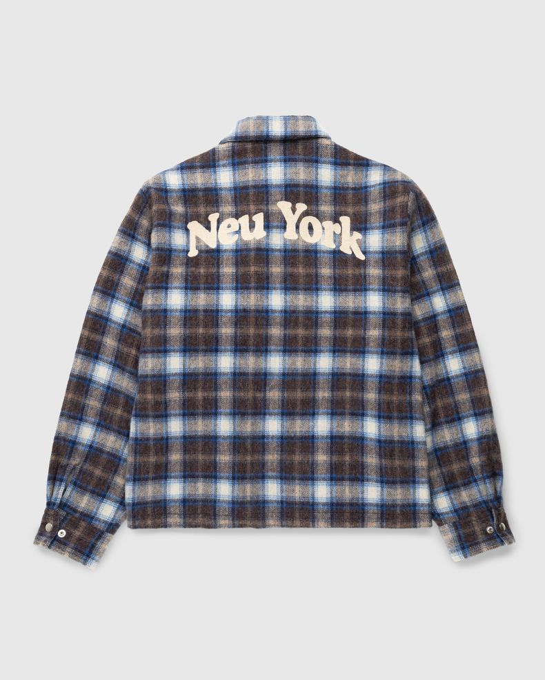 Neu York Shaggy Wool Plaid Zip Shirt Brown