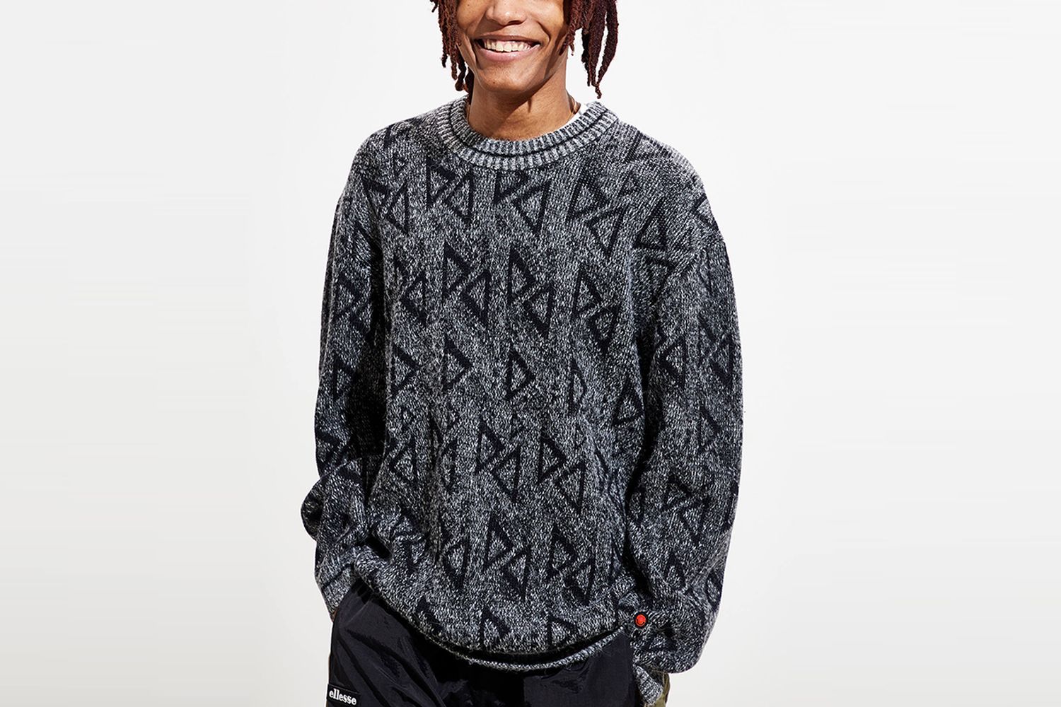 Geo Pattern Crew Neck Sweater