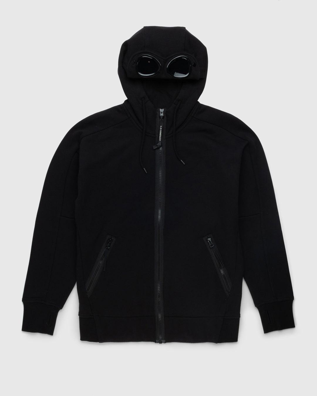 C.P. Company Diagonal Raised Fleece Goggle Zipped Hoodie Black