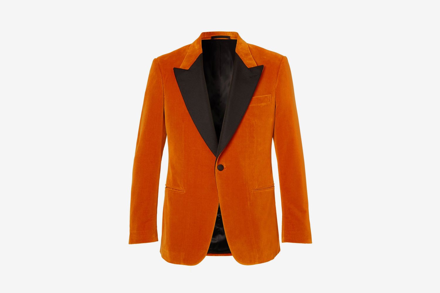 Eggsy's Orange Faille-Trimmed Cotton-Velvet Tuxedo Jacket