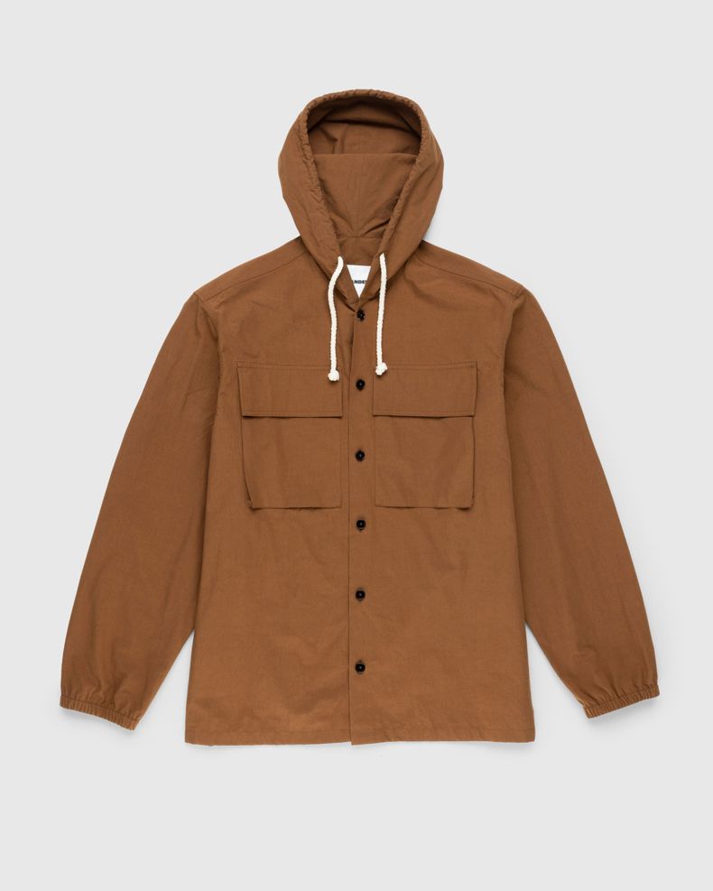 Hooded Cotton Overshirt Tobacco
