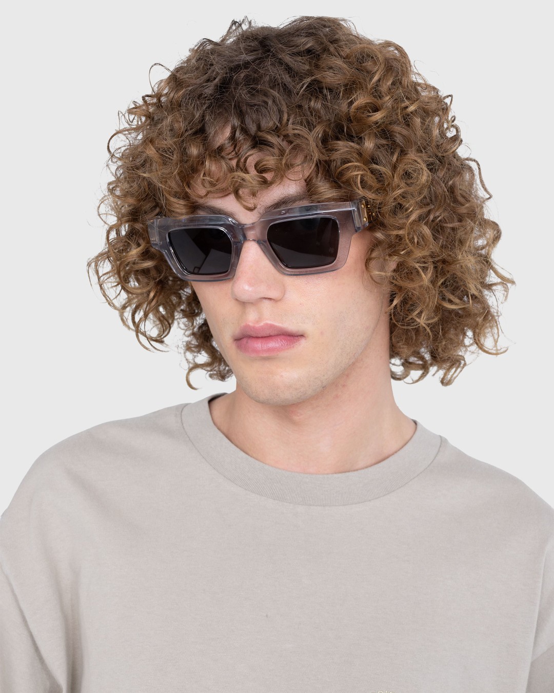 Bottega Veneta – Hinge Acetate Square Sunglasses Crystal - Eyewear - Silver - Image 3