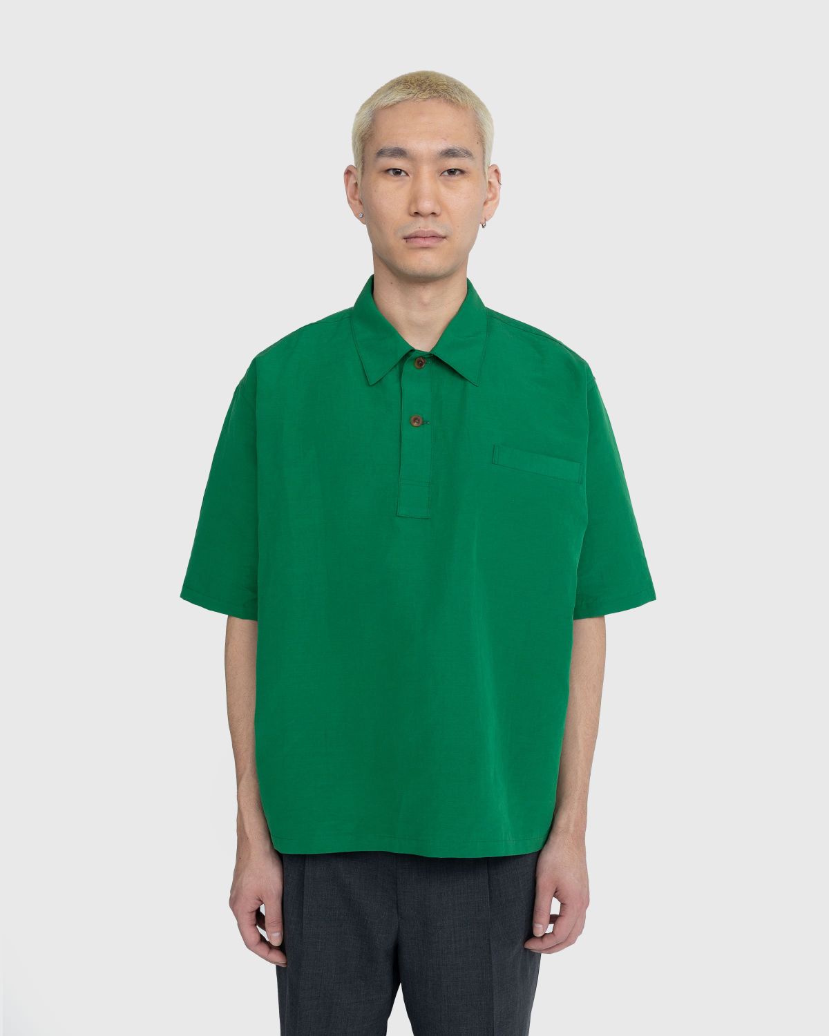 Auralee – High Density Finx Linen Weather Shirt Green - Shirts - Green - Image 2