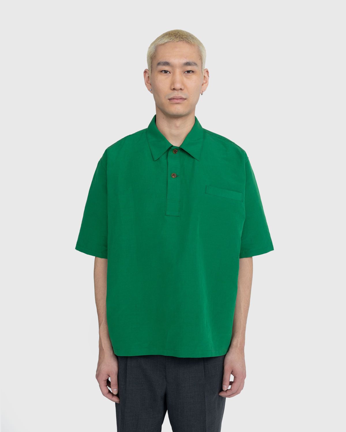 Auralee – High Density Finx Linen Weather Shirt Green - Shirts - Green - Image 2