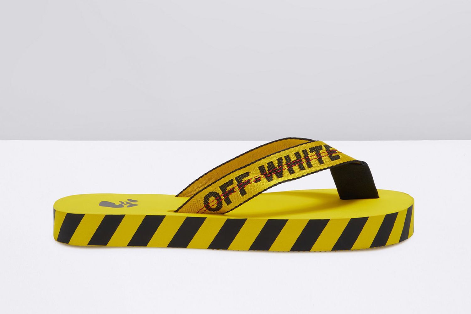 off white industrial flip flops