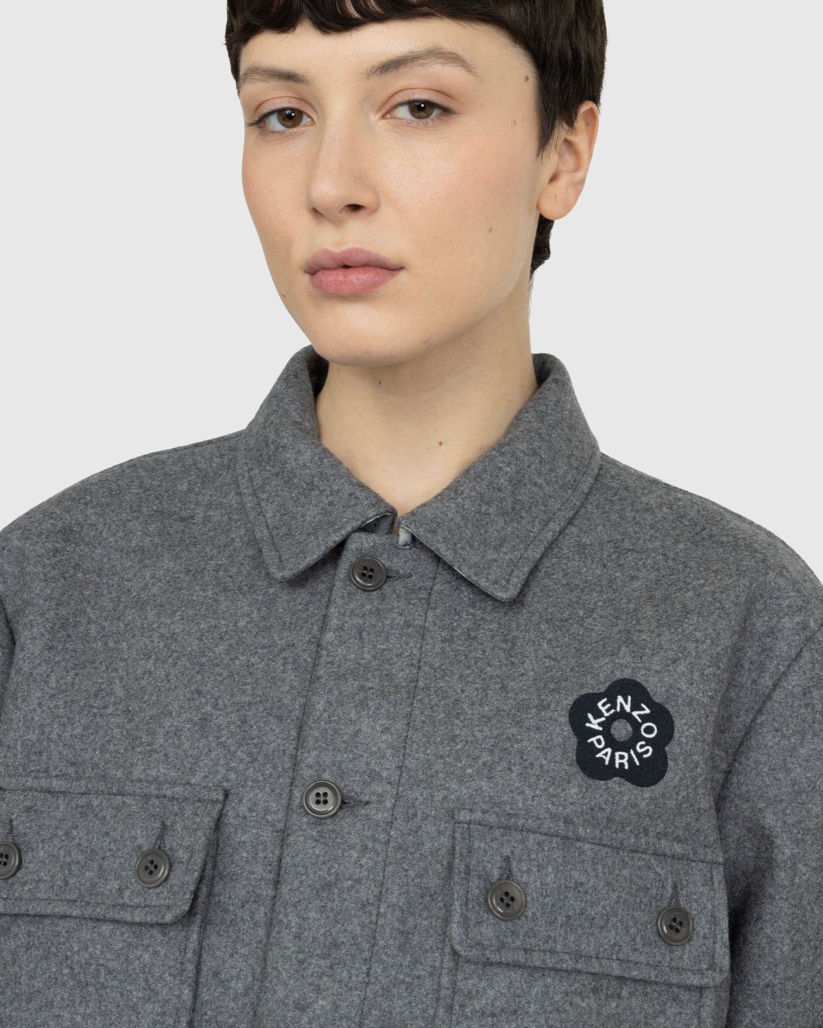 Kenzo – Wool ‘BOKE FLOWER 2.0’ Overshirt - Shirts - Grey - Image 6
