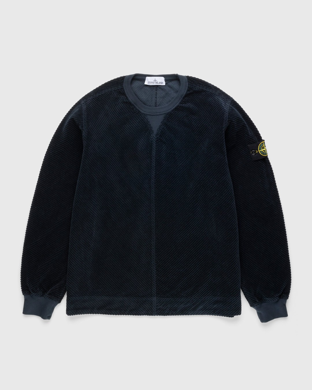 Stone Island – Corduroy Crewneck Navy Blue - Sweats - Blue - Image 1