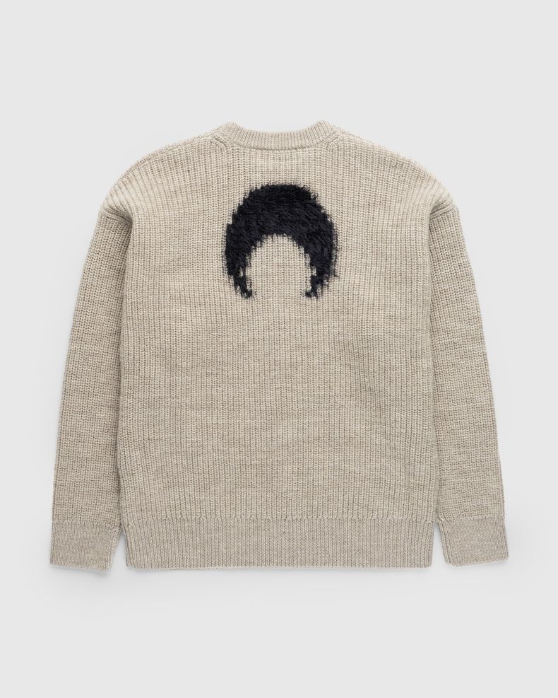 Wool and Fluffy Knit Crewneck Pullover Beige