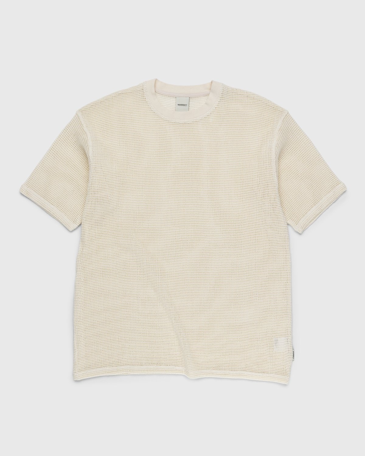 Highsnobiety – Knit Mesh Jersey T-Shirt White - T-Shirts - Beige - Image 1