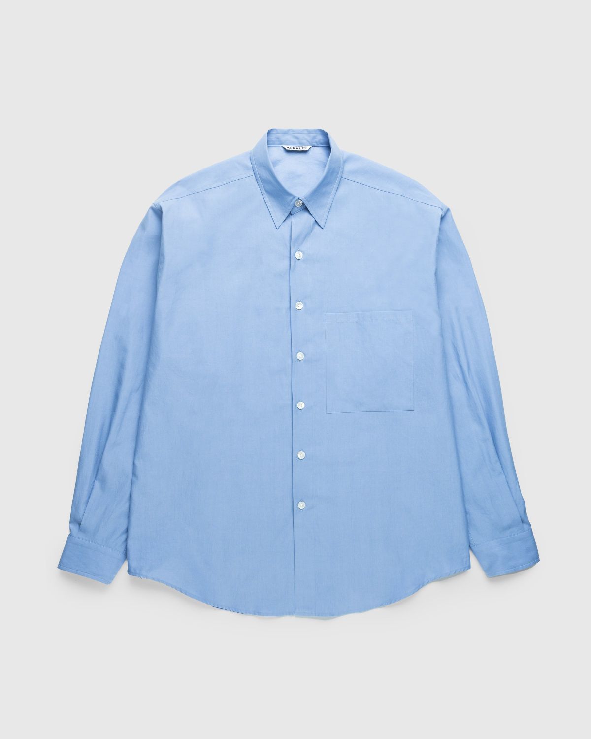 Auralee – Washed Finks Twill Big Shirt Blue - Shirts - Blue - Image 1