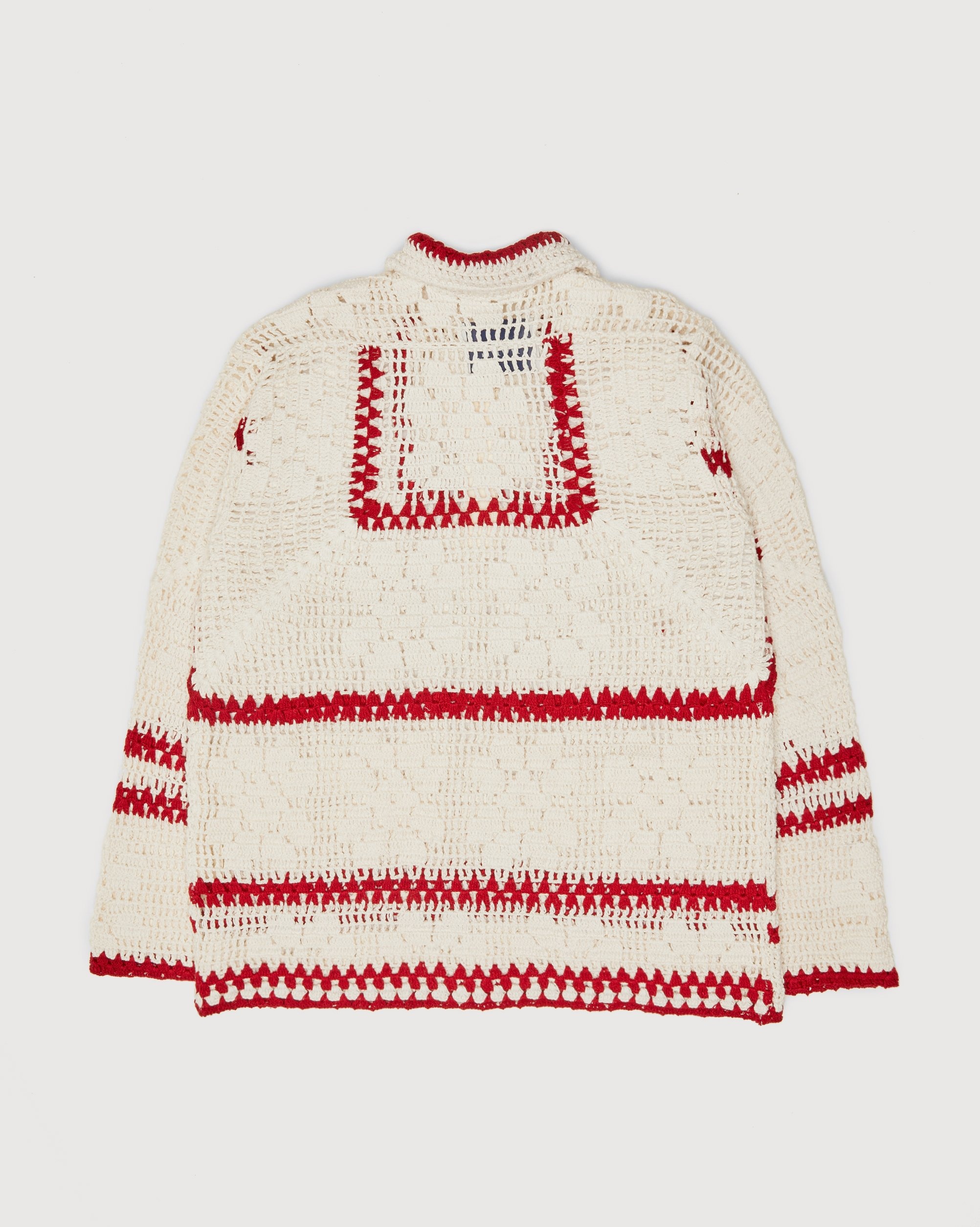 bode – Mockneck Crochet Pullover White Red - Sweats - Beige - Image 2