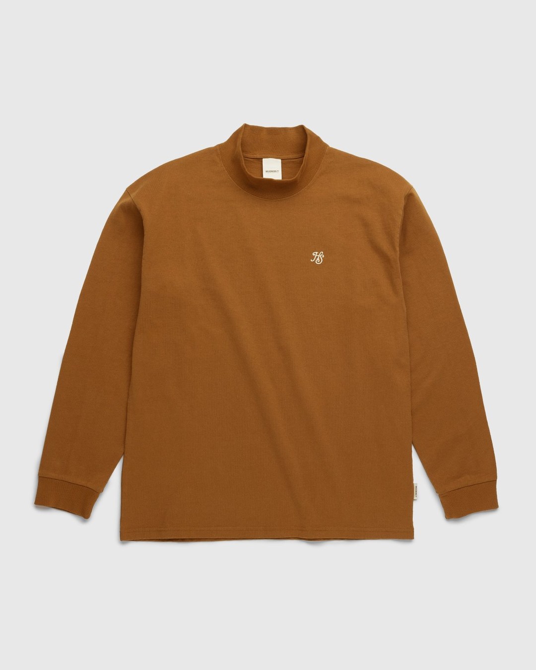 Highsnobiety – Heavy Logo Staples Mock Neck Acorn - Tops - Brown - Image 1
