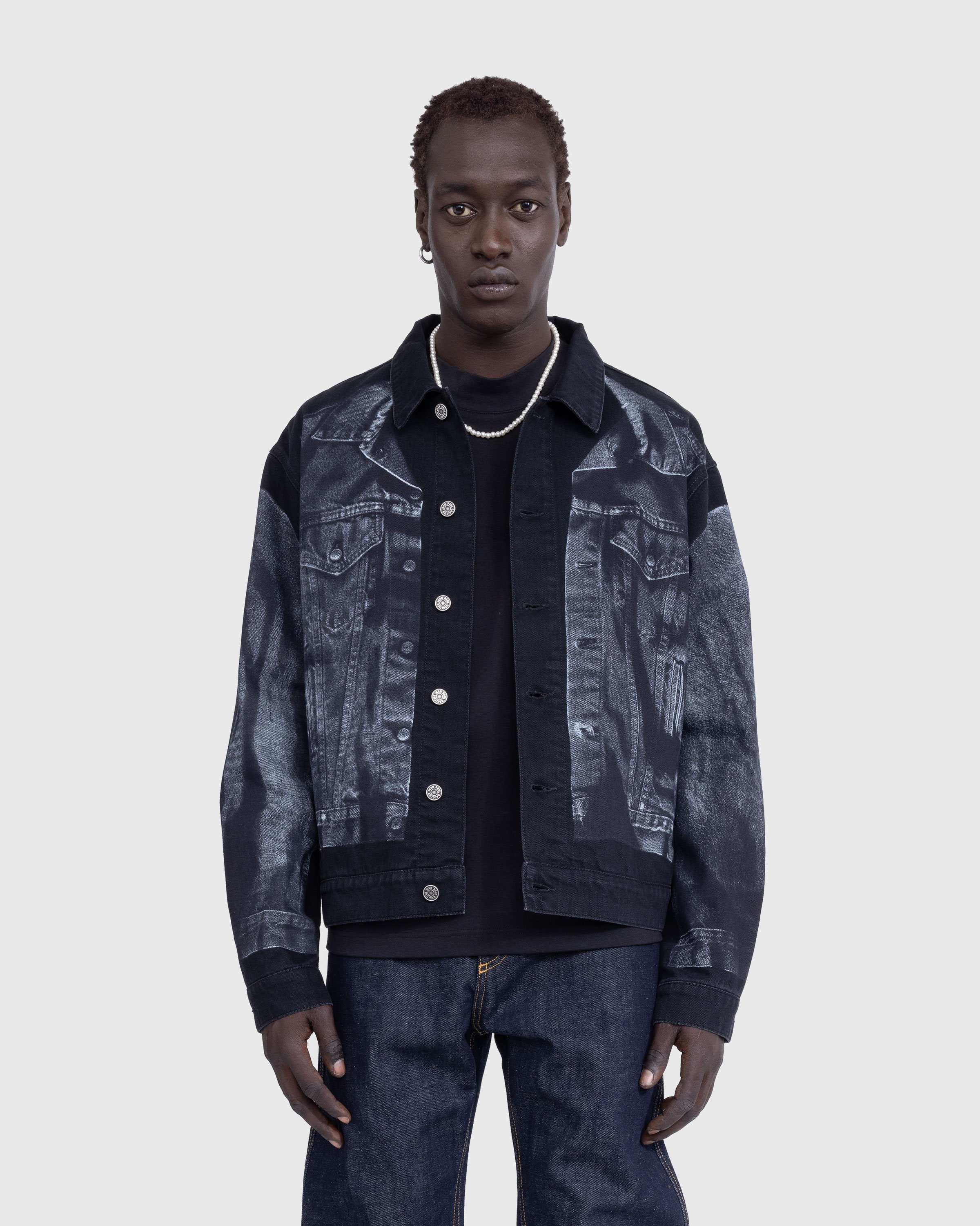 Black acid wash denim outlet jacket