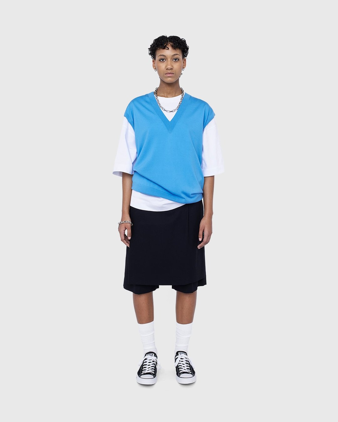 Dries van Noten – Merino Sleeveless Sweater Madonna - Knitwear - Blue - Image 6