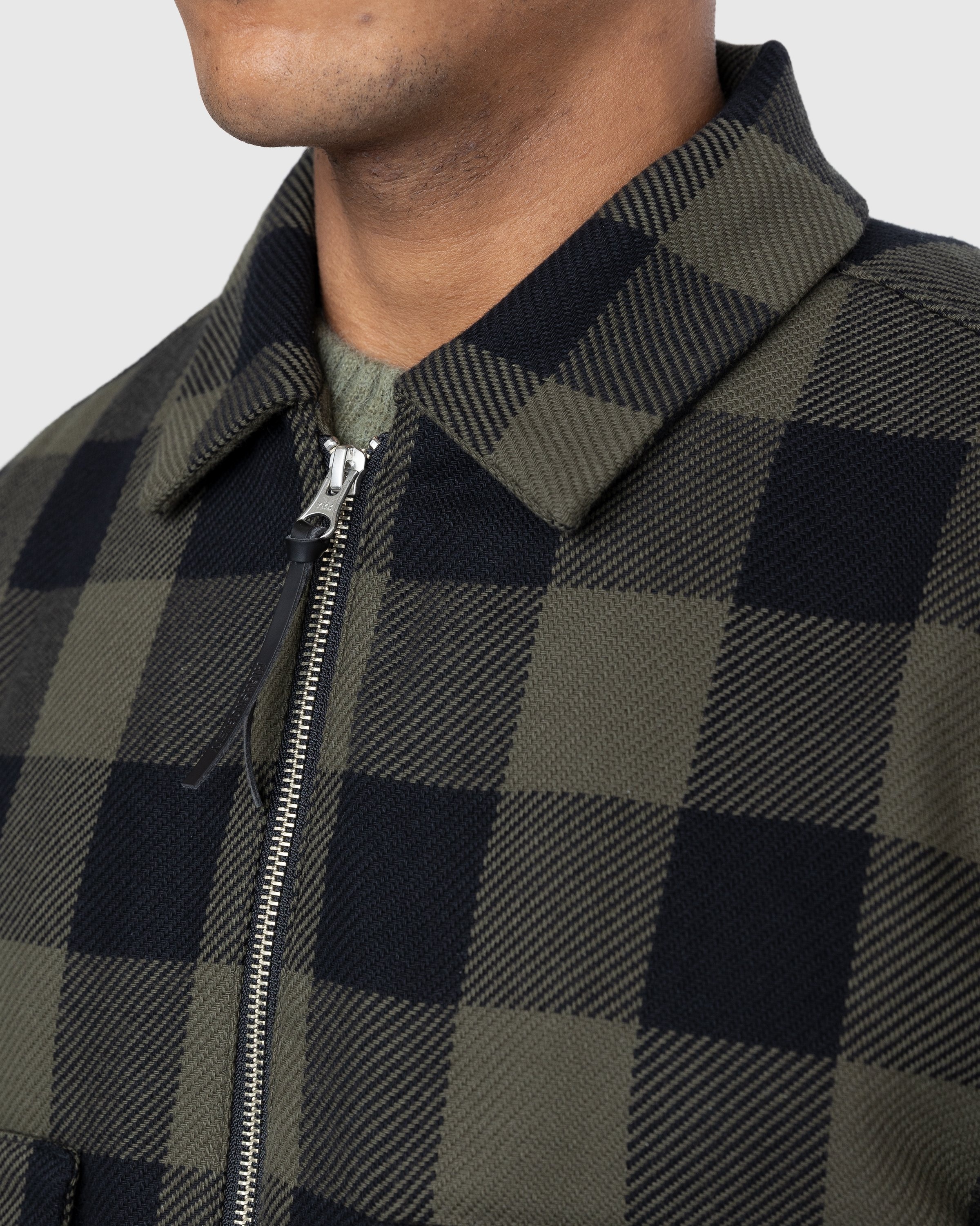 Highsnobiety – Buffalo Check Zip Shirt Olive - Shirts - Green - Image 8