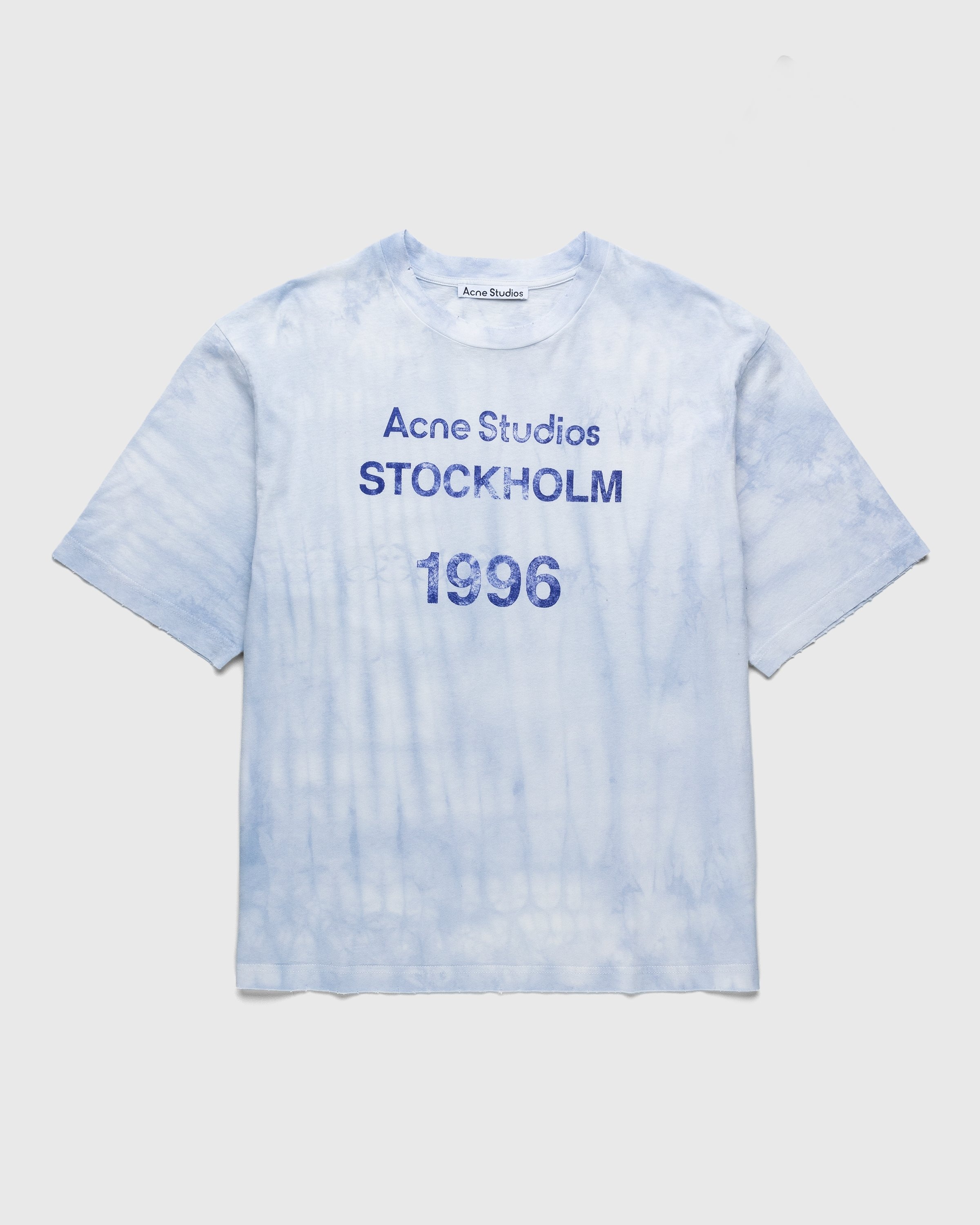 Acne Studios – Tea Dyed Logo Stamp T-Shirt Blue - Tops - Blue - Image 1