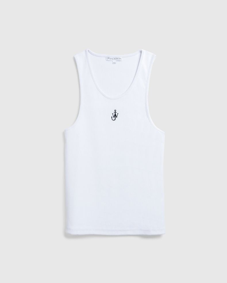 Anchor Embroidery Tank Top White